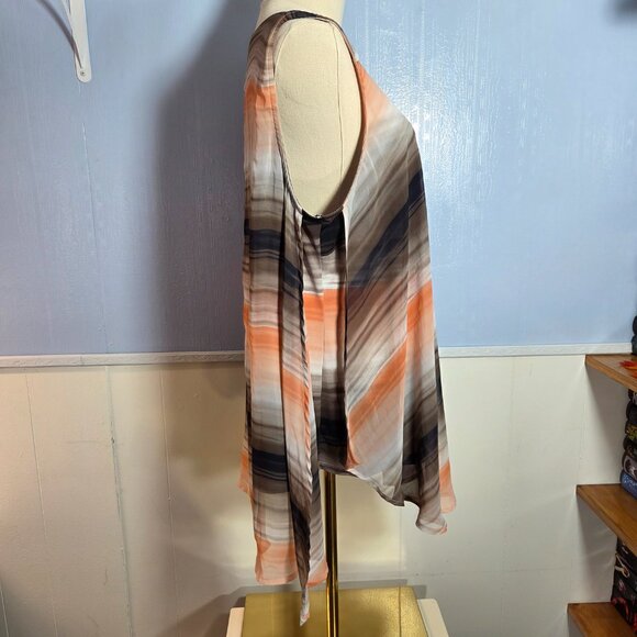 Roz & Ali Woman 1X Layered Flowy Sleeveless Casual Dressy Tank Blouse - Picture 5 of 9